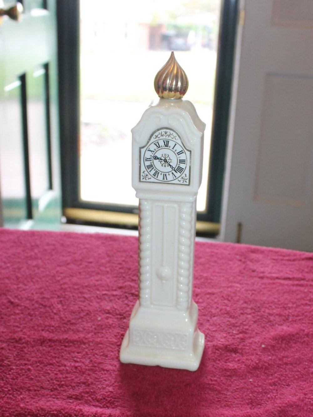 Vintage 1970s Avon Fragrance Grandfather Clock bottle ivory-colored milk glass